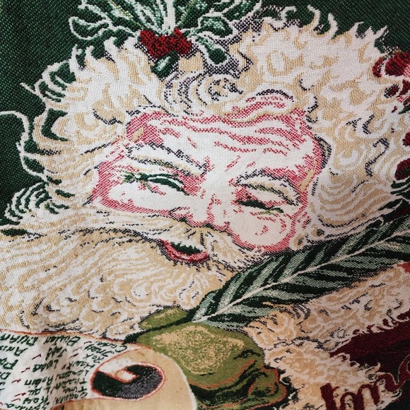 Vintage Beacon Merry Christmas Santa Claus Tapestry Throw Blanket Holiday Decor - Picture 1 of 7